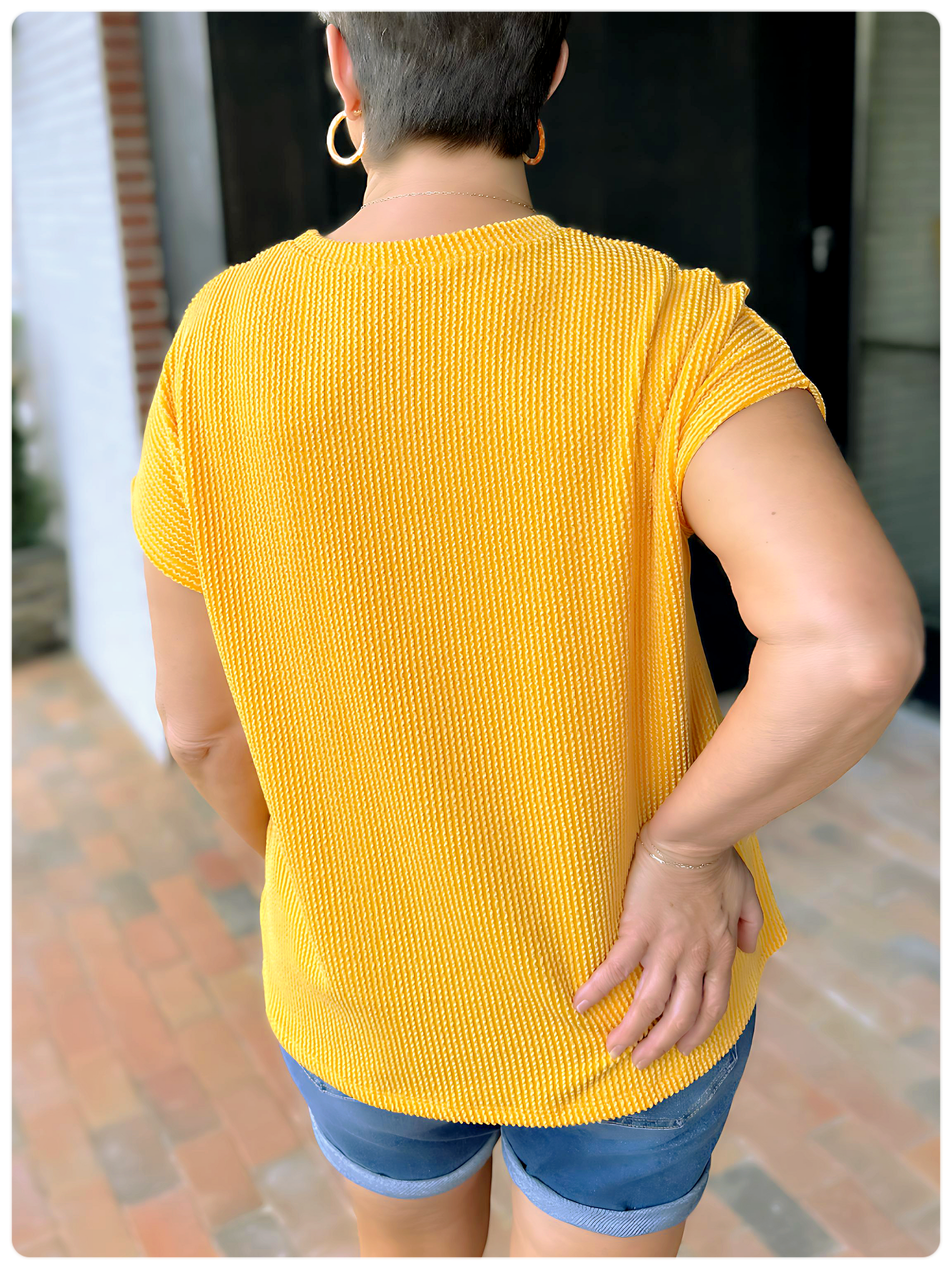 Mandy Solid Ribbed Top in Mango