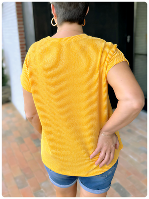 Mandy Solid Ribbed Top in Mango