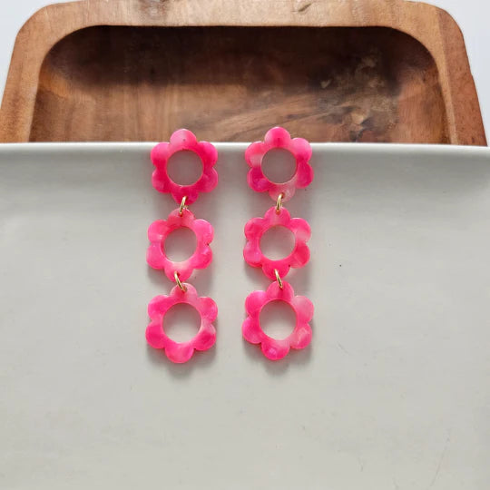 Hot Pink Floral Earrings