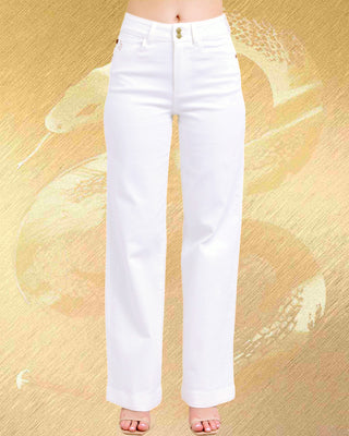 Double Button Wide Leg Trousers - Judy Blue