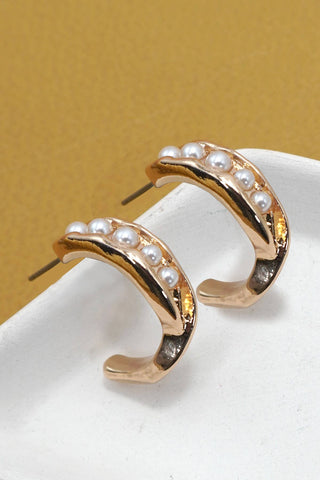 Intertwined Pearl and Hoop Earrings