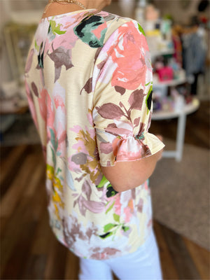 Blushing For You Floral Print Top in Regular and Curvy