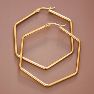 Hexagon Hoop Waterproof Earrings - 7151