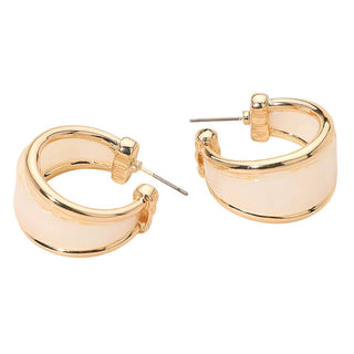 Modern Wide Marbled Resin Hoop Earrings