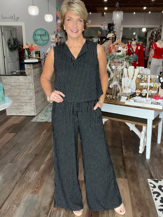 Soft Striped Linen Smocked Pants