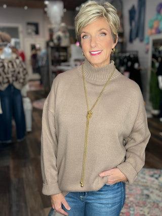 Oversized Mock Neck Sweater – Mocha