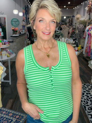 Lime Twist Ribbed Tank