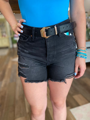 Amelia Black Mom Shorts