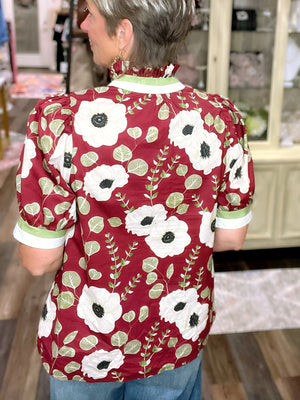 Bloom & Go V-Neck Puff Sleeve Top