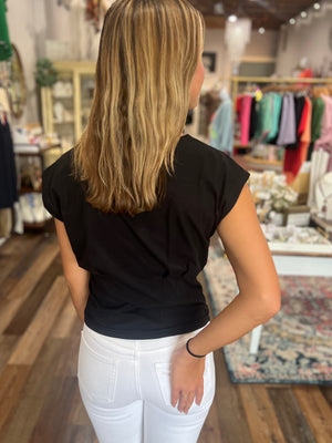 See You at Five Short Sleeve Top in Black