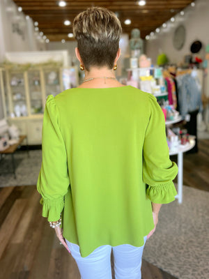 Dreams of Spring Blouse in Apple Green