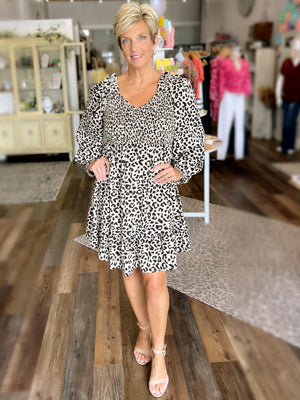 Julianna Jaquar Print Dress