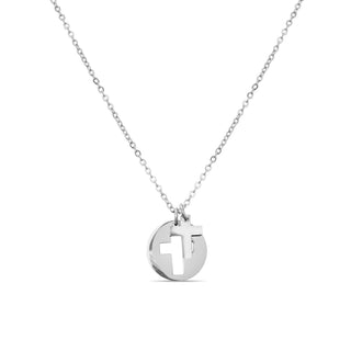Stainless Steel Cutout 2 Piece Cross Necklace
