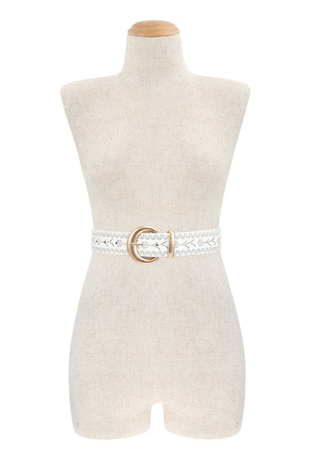 Sea Shell and Flower Design Faux Leather Belt