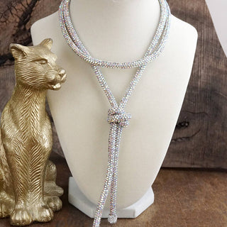Moonlight Knot – Rhinestone Knotted Rope Tassel Necklace