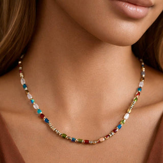 Colorful Beaded Necklace - Waterproof and Tarnish Resistant