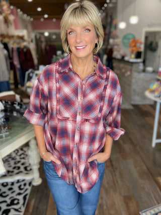 Autumn Charm Plaid Button Down