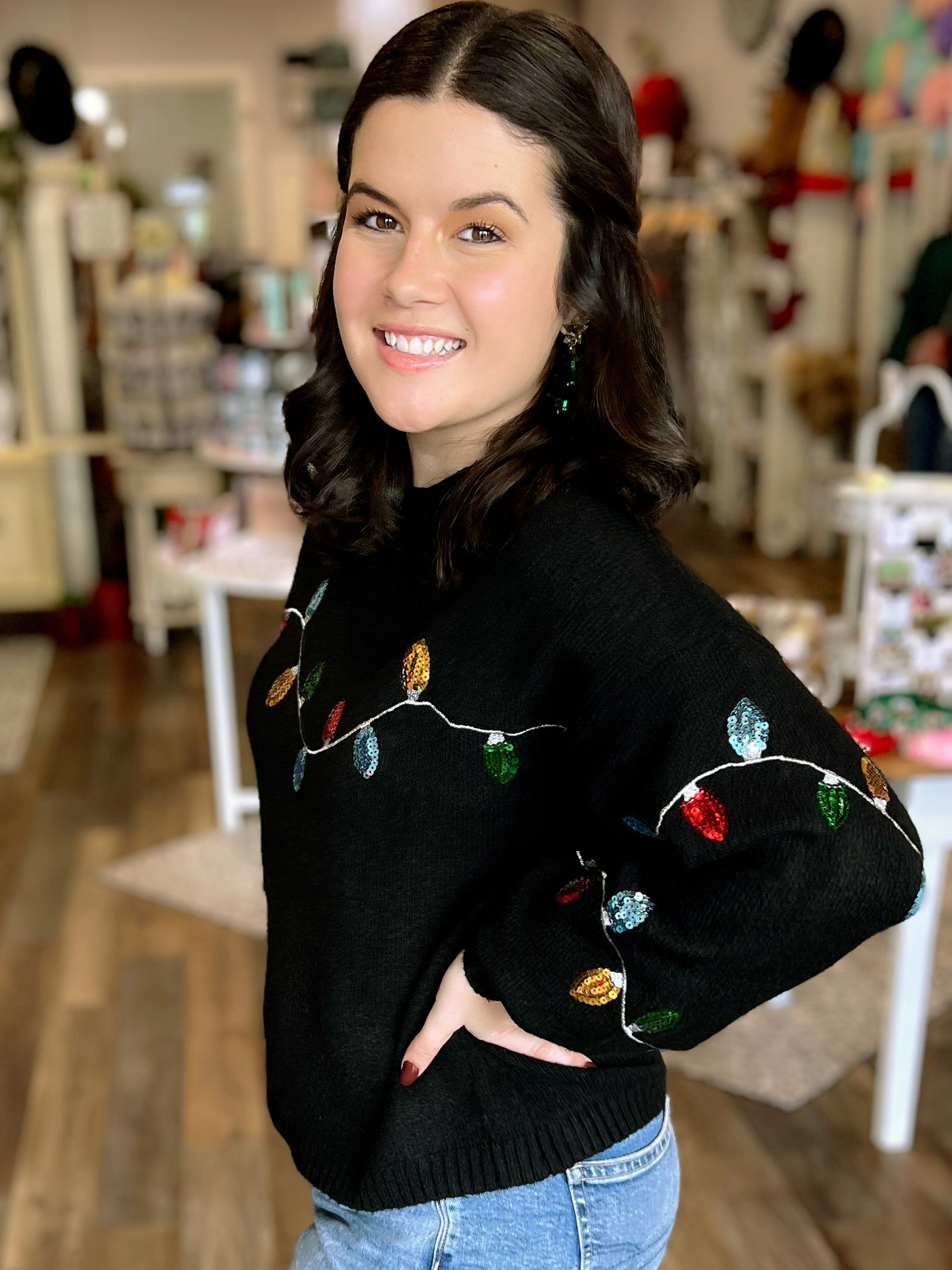 Noel Sequin Lightbulb Sweater