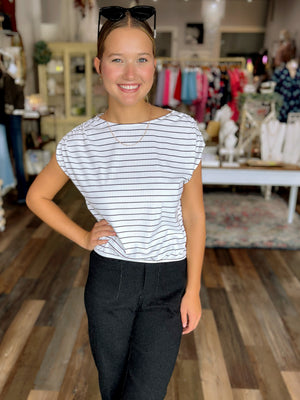 City Stroll Ribbed Stripe Blouse