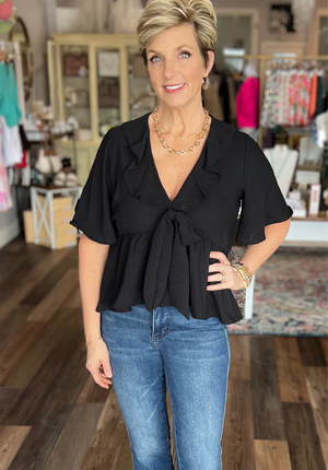 Flutter Sleeve Babydoll Blouse