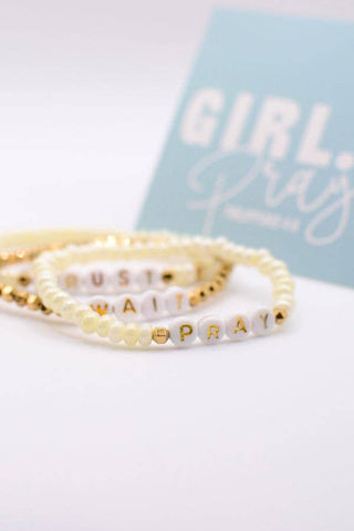 Pray Wait Trust Bracelet Set – Christian Faith Gift