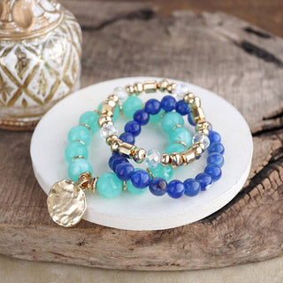Gilded Sorbet Stack – Set of 3 Stretchy Beaded Summer Bracelets