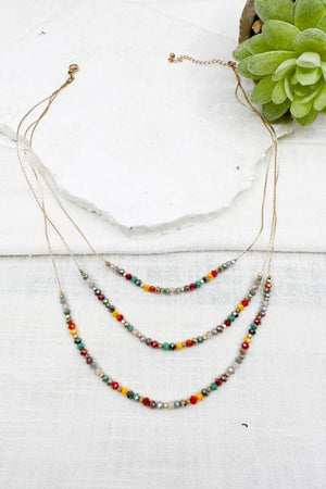 Triple Layer Glass Bead Necklace