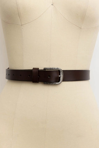 Vintage Washed Leather Belt in Brown