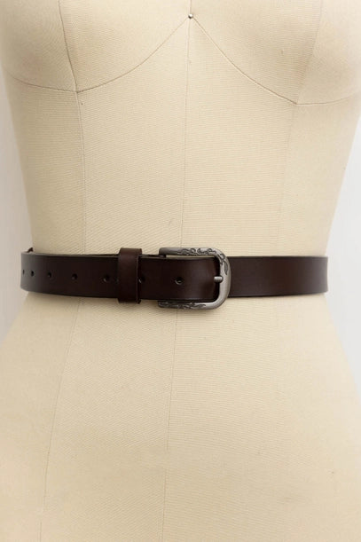 Vintage Washed Leather Belt in Brown