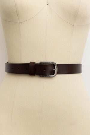 Vintage Washed Leather Belt in Brown