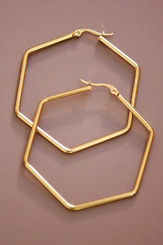 Hexagon Hoop Waterproof Earrings - 7151
