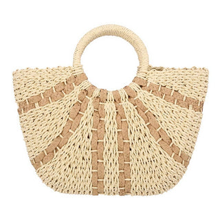 Round Top Handle Woven Tote Bag