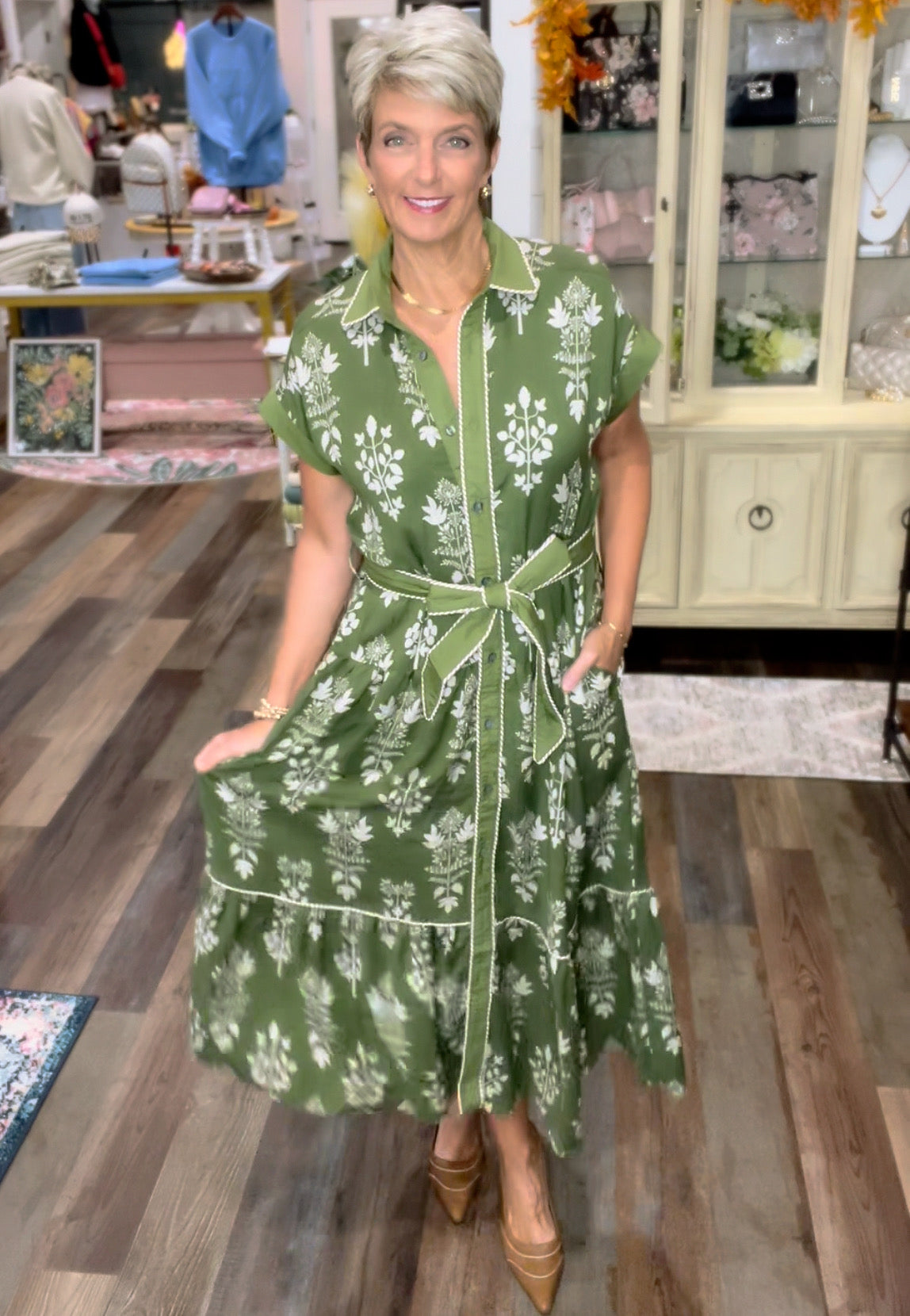 The Olive Grove Midi-Dress