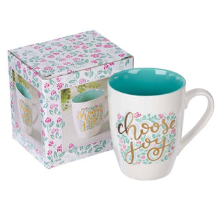 Mug Teal/White Floral Choose Joy