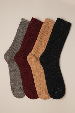 Women's Rib Knitted Wool Blend Crew Socks