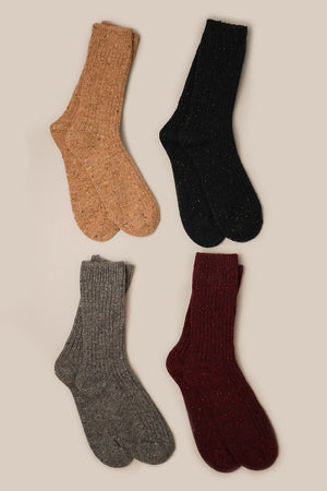 Women's Rib Knitted Wool Blend Crew Socks