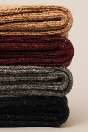 Women's Rib Knitted Wool Blend Crew Socks