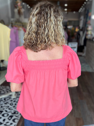 Coral Breeze Smocked Top