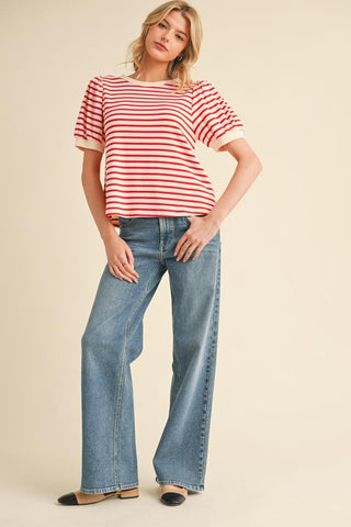 Classic Stripe Puff Sleeve Top
