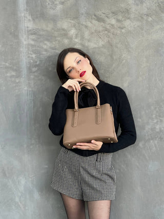 Noreen Satchel Bag with Whipstitch Detail