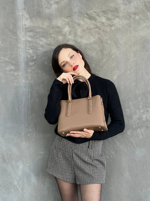 Noreen Satchel Bag with Whipstitch Detail