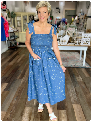 Polka Dot Denim Sundress