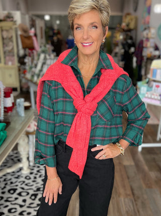 Pretty in Plaid Button Down Shirt in Green