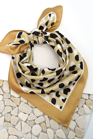 Color Blocked Silky Feel Bandana Scarf