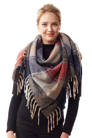 Colorful Plaid Soft Blanket Scarf
