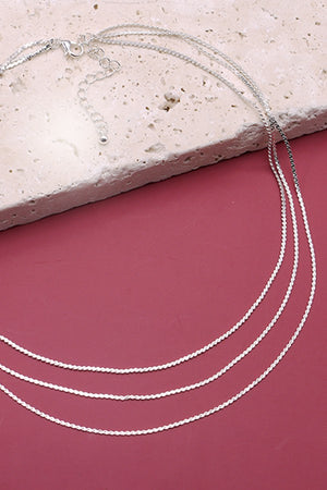 Triple Thin Flat Chain Necklace