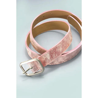 Metallic Square Buckle Faux Leather Belt