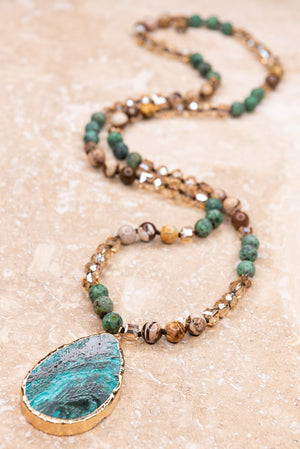 Jade Beaded Pendant Necklace