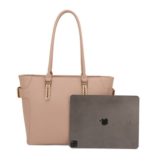 Brooke Tote Bag with Front Zipper DetailL
