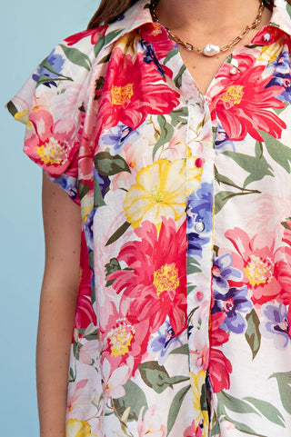 Fresh Bloom Button-Down Blouse